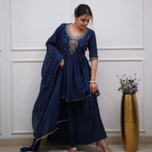 blue elegant party wear kurti